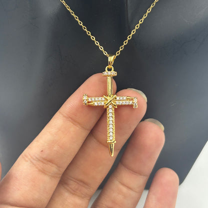 Unisex Jesus Cross Necklace 18k gold plated