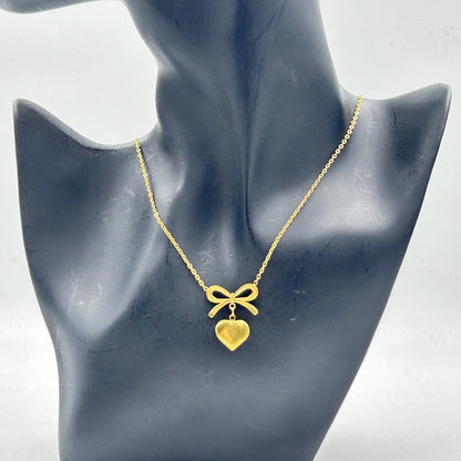 18k gold plated Heart and Bow Necklace