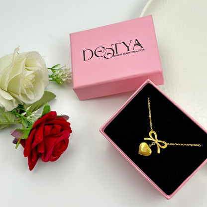 18k gold plated Heart and Bow Necklace