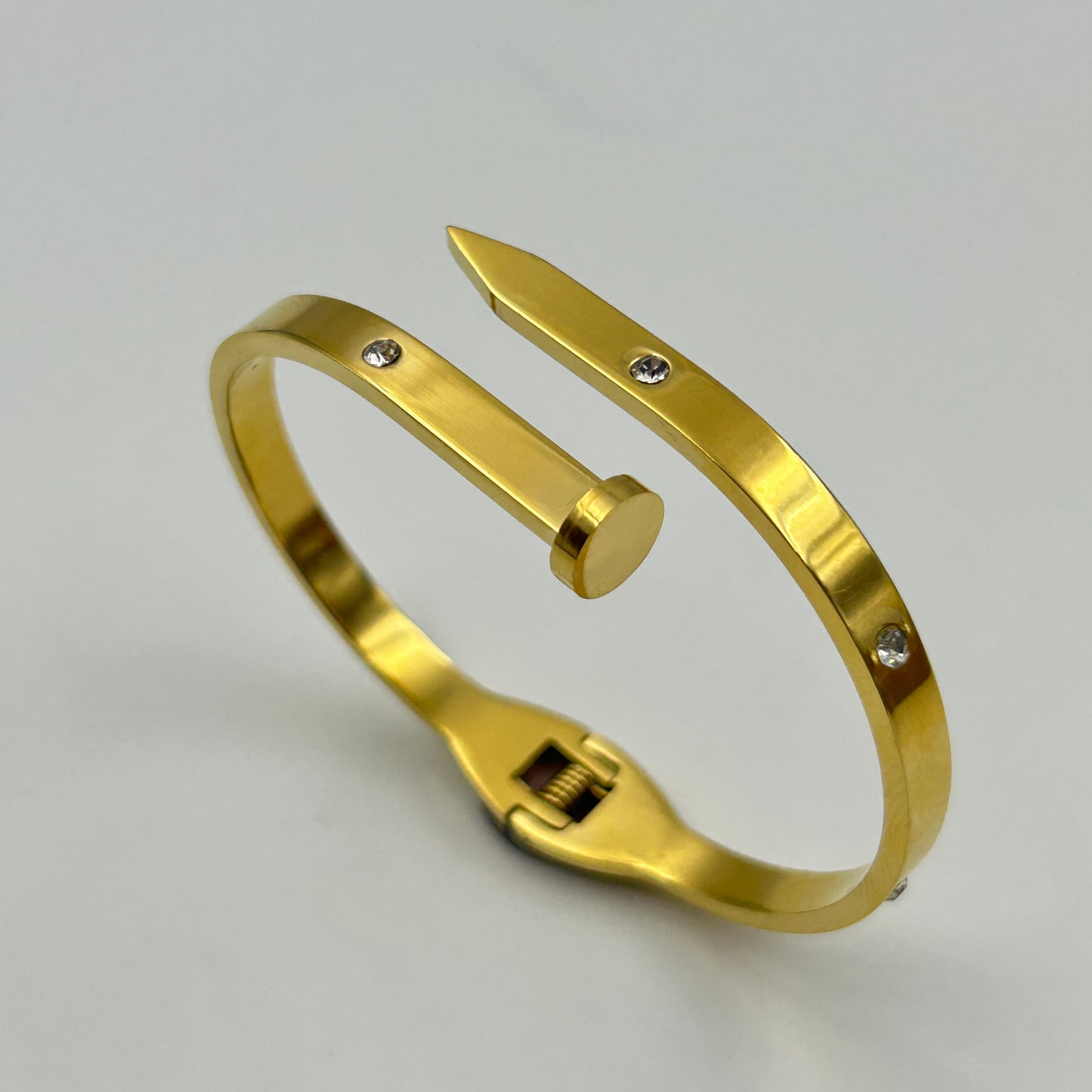 Diamond 18k Yellow Gold Plated Nail Bracelet/Kada