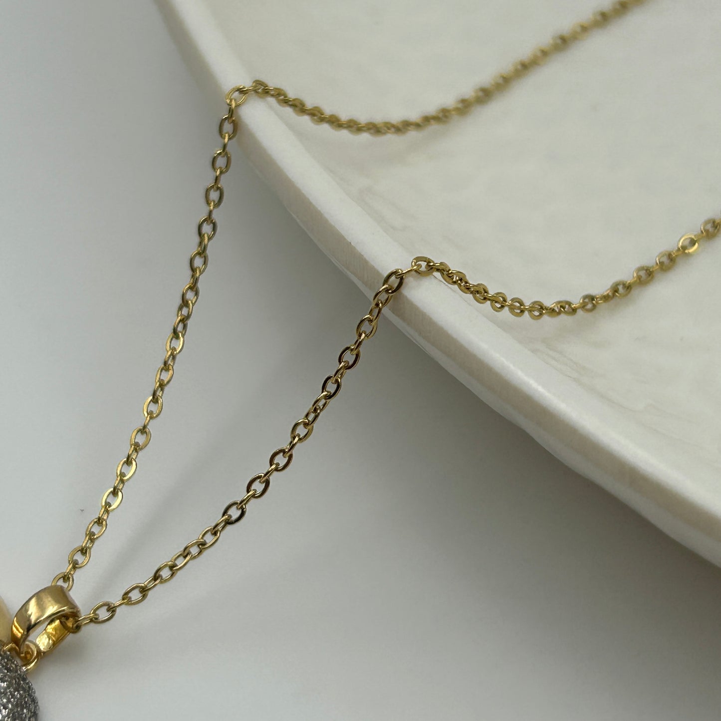 Two tone Heart Necklace 18k gold plated
