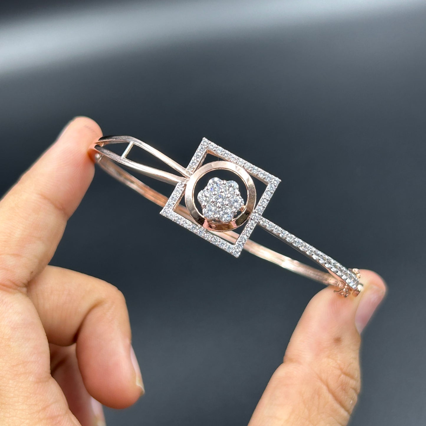 Rose Gold Kada/Bracelet - Pure Silver