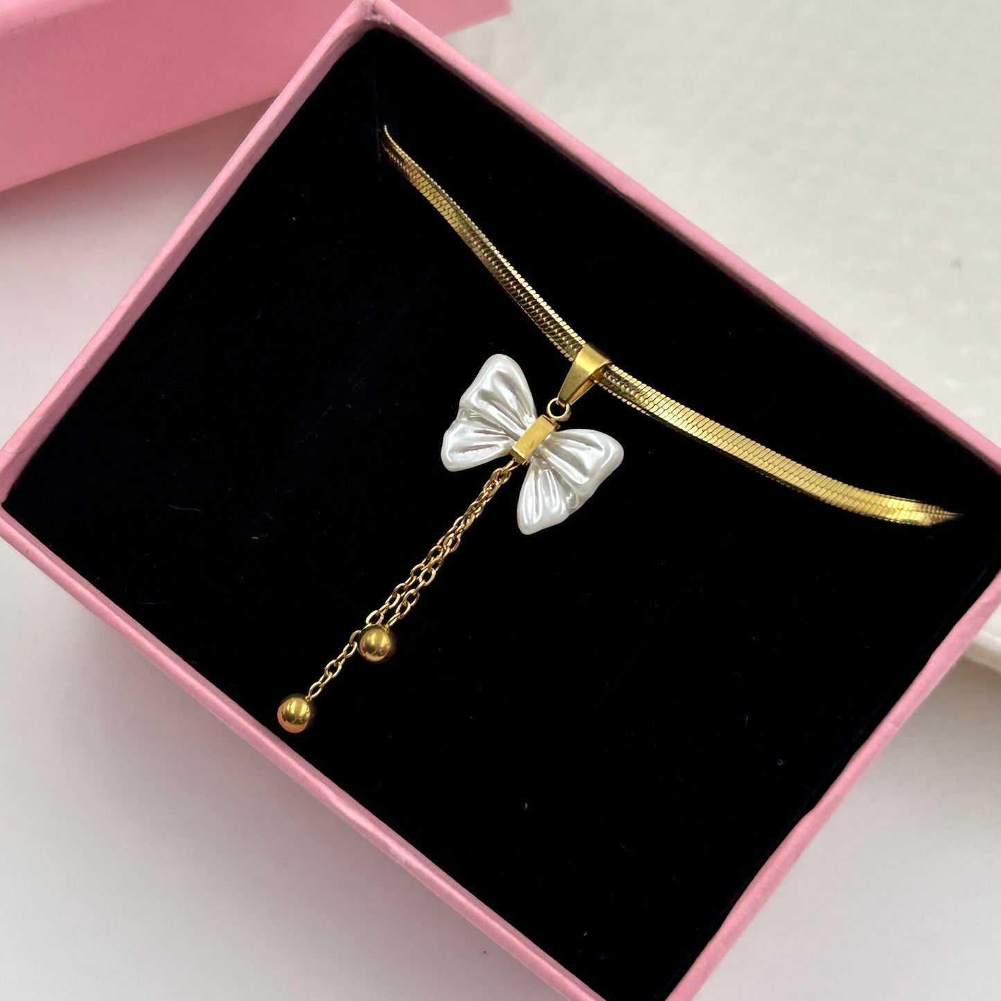 18K Gold Plated BOW Necklace Sanke Cahin