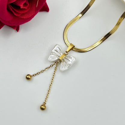 18K Gold Plated BOW Necklace Sanke Cahin