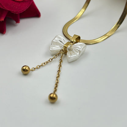 18K Gold Plated BOW Necklace Sanke Cahin