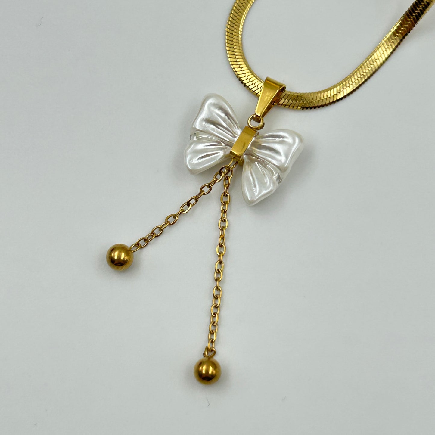 18K Gold Plated BOW Necklace Sanke Cahin