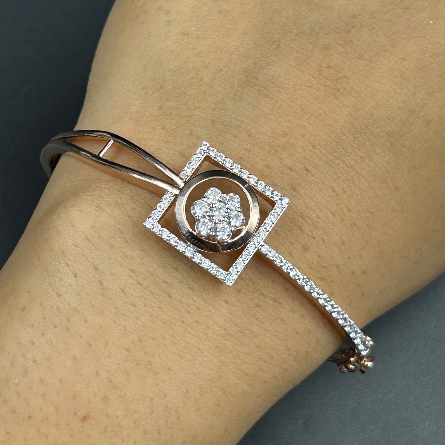 Rose Gold Kada/Bracelet - Pure Silver