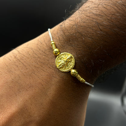 Ganesh Rakhi without Rudraksh - Pure Silver