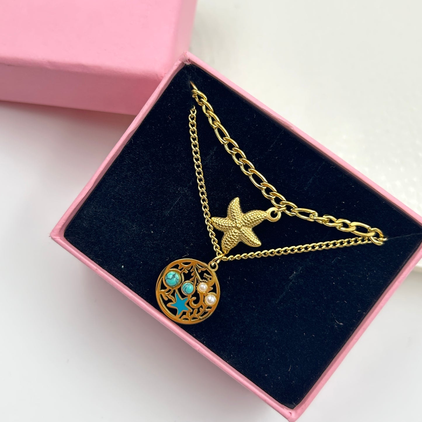 Star Necklace Two layer 18k gold plated