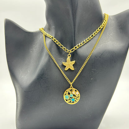 Star Necklace Two layer 18k gold plated