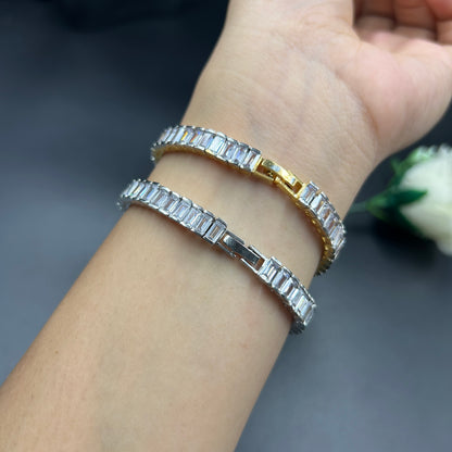 18k Gold Plated Baguette Cut Bracelet