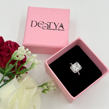 Diamond Ring 18k White Gold Plated