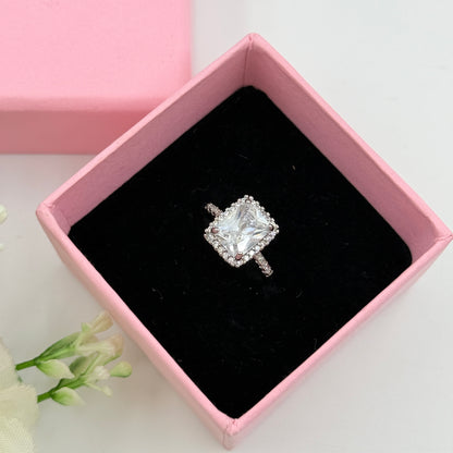 Diamond Ring 18k White Gold Plated