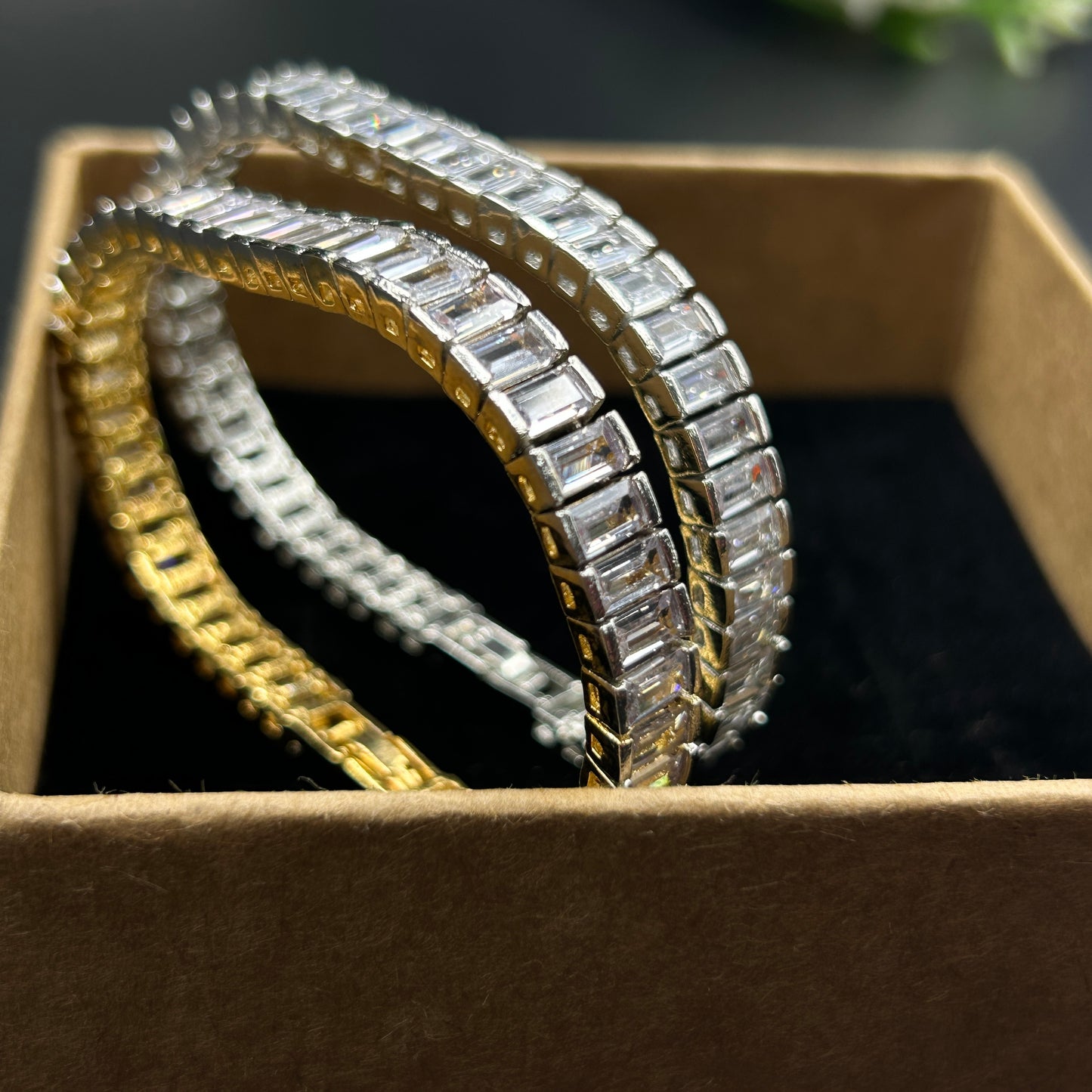 18k Gold Plated Baguette Cut Bracelet