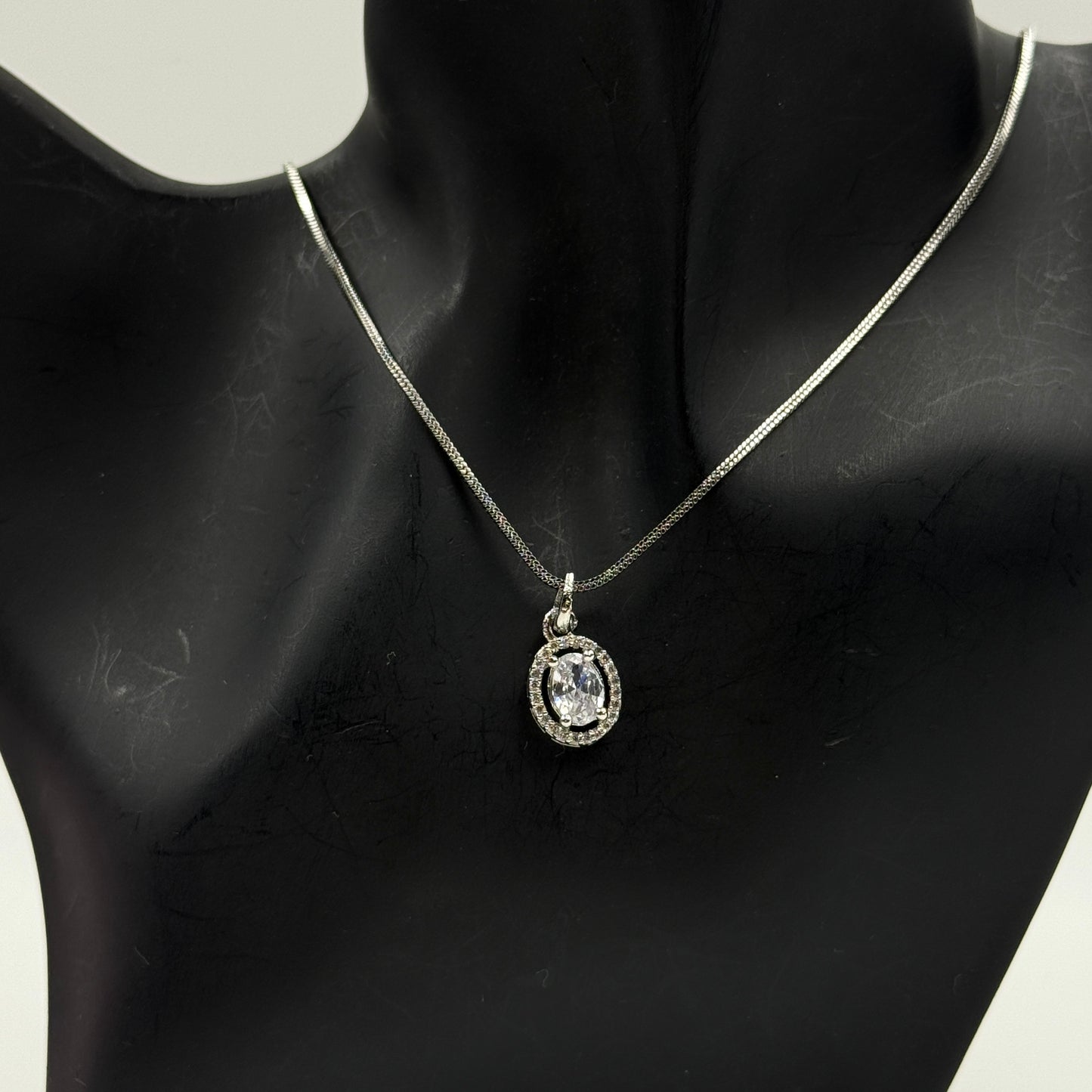 Pendant Set Oval Cut - 18k Gold Plated Solitaire Pendant with Earrings