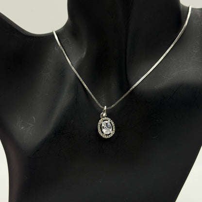 Pendant Set Oval Cut - 18k Gold Plated Solitaire Pendant with Earrings