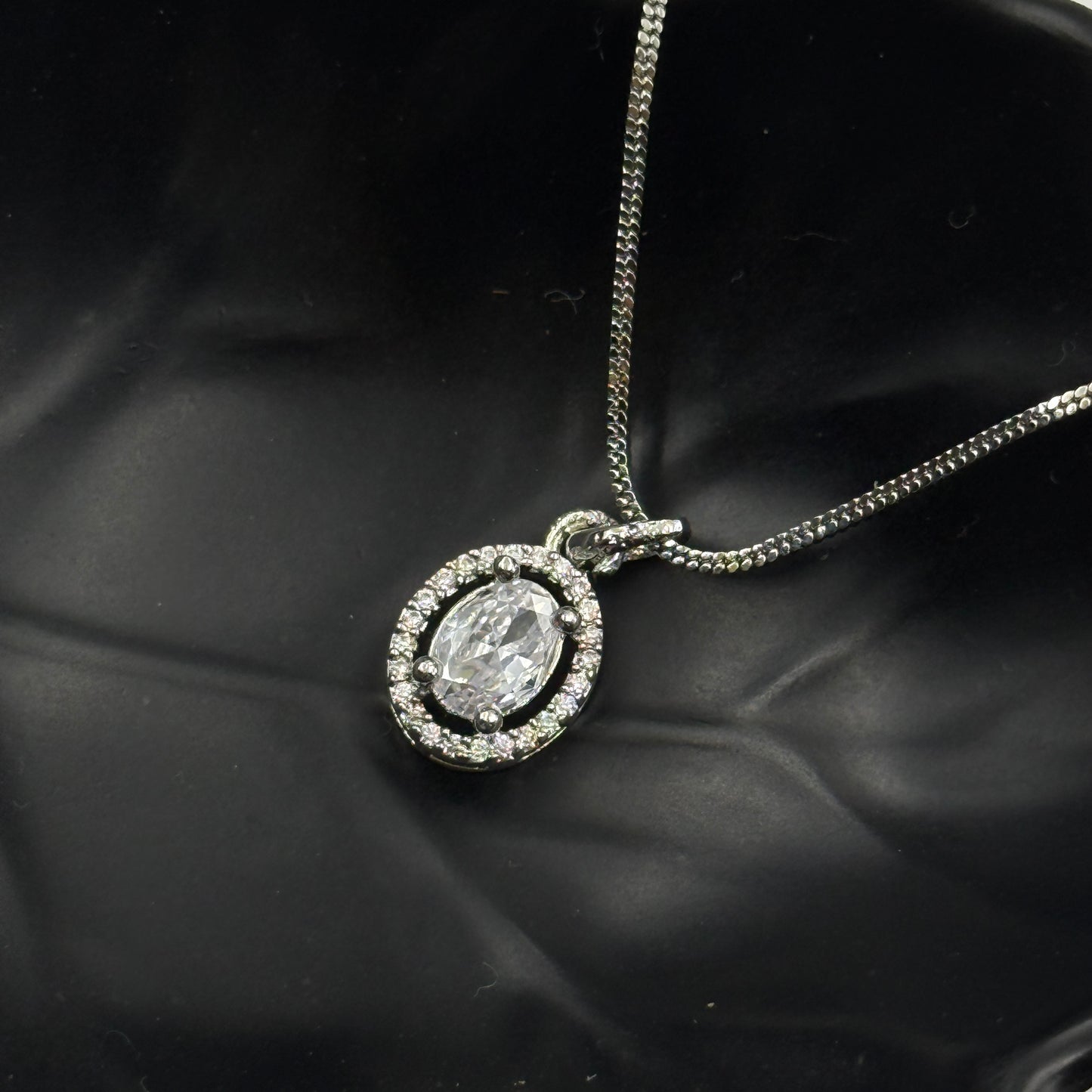 Pendant Set Oval Cut - 18k Gold Plated Solitaire Pendant with Earrings