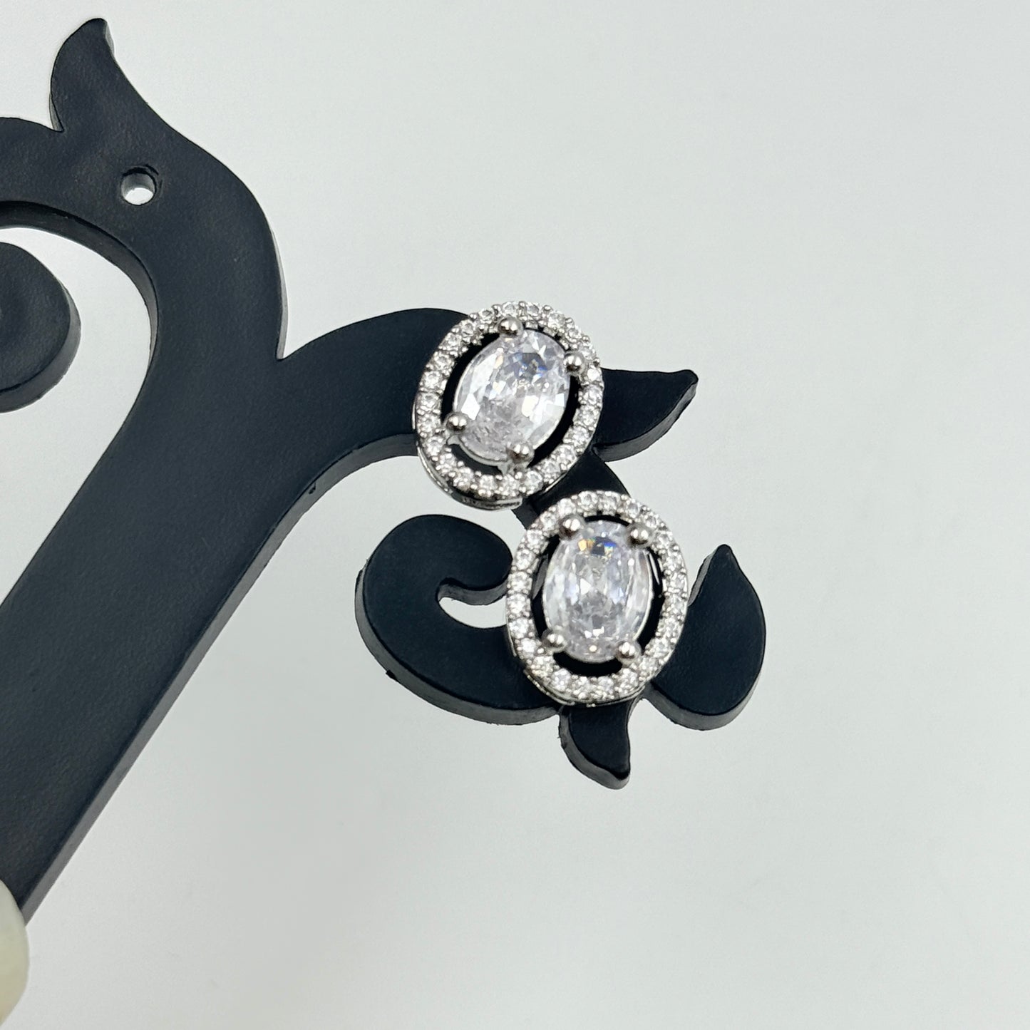 Pendant Set Oval Cut - 18k Gold Plated Solitaire Pendant with Earrings