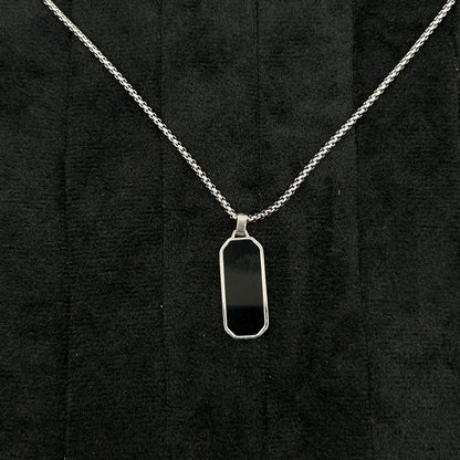 Men's Black Rectangle Pendant Stainless Steel