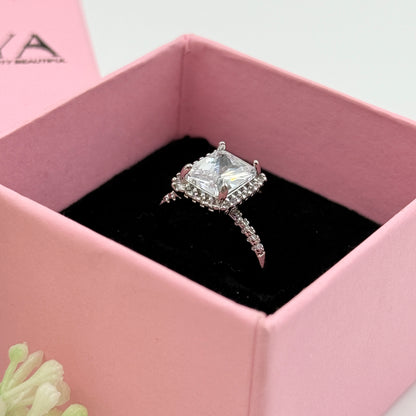 Diamond Ring 18k White Gold Plated