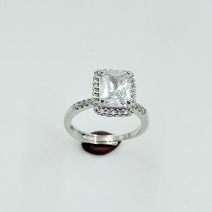 Diamond Ring 18k White Gold Plated