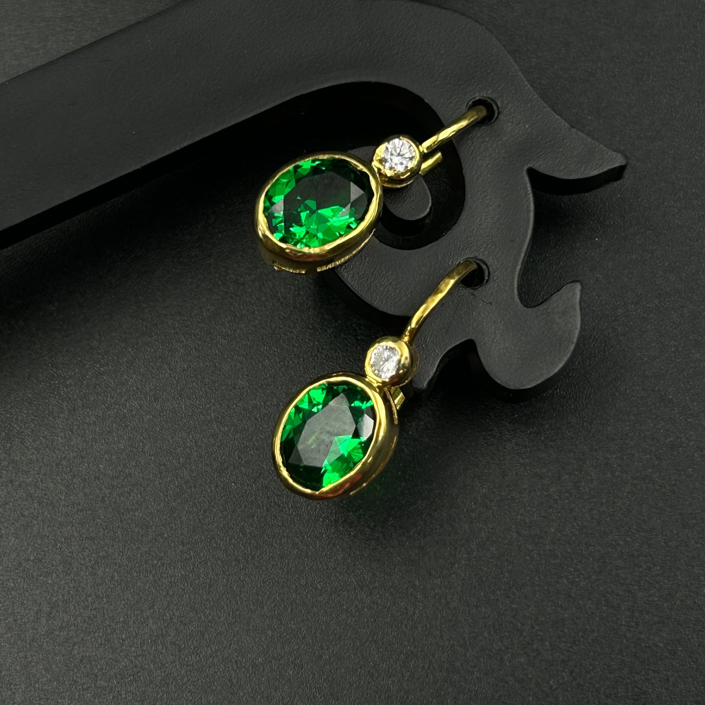 Green Diamond Earring - Silver Earring