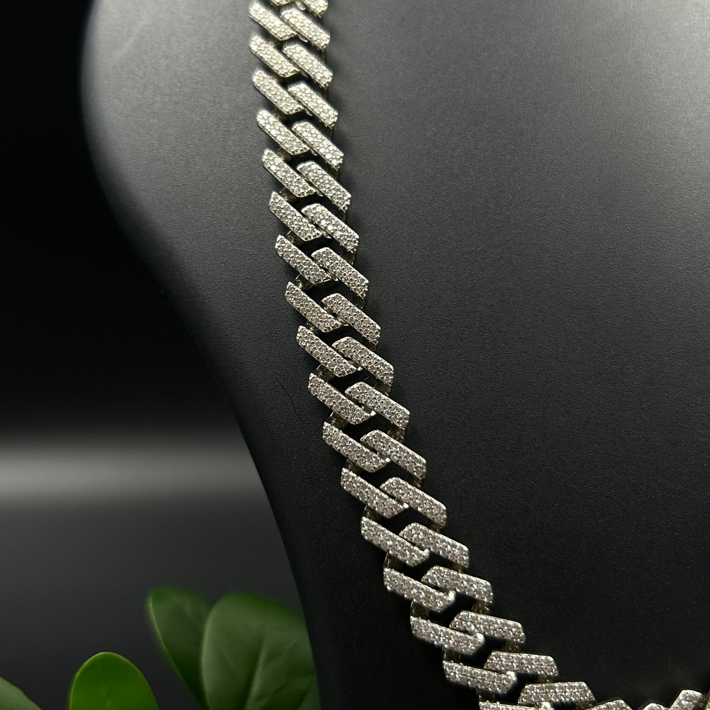 Silver Diamond Cuban Chain
