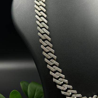 Silver Diamond Cuban Chain