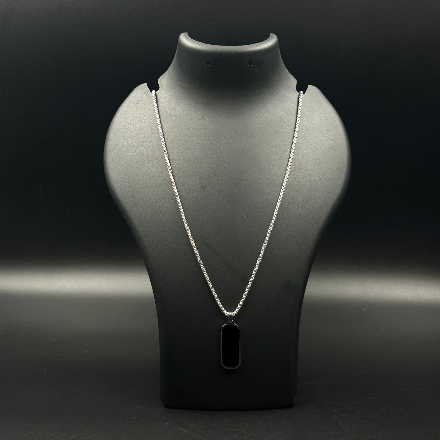 Men's Black Rectangle Pendant Stainless Steel