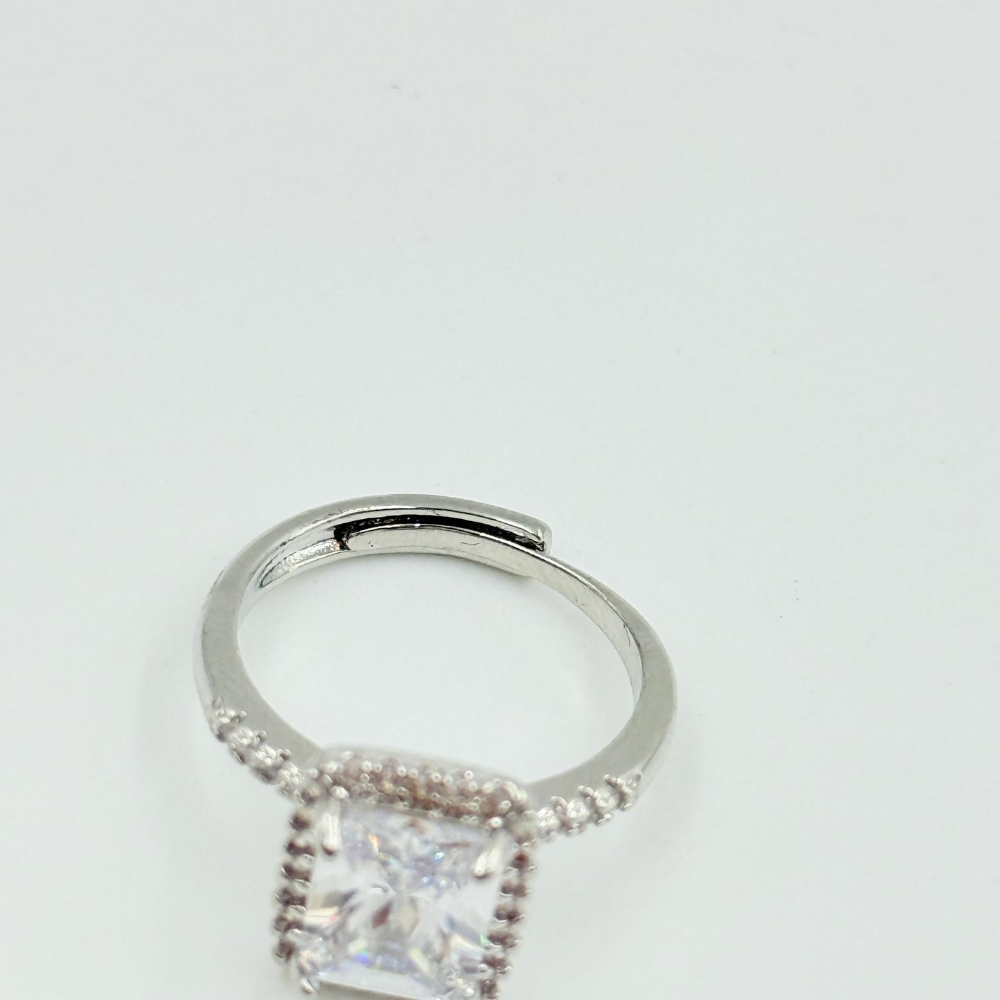 Diamond Ring 18k White Gold Plated
