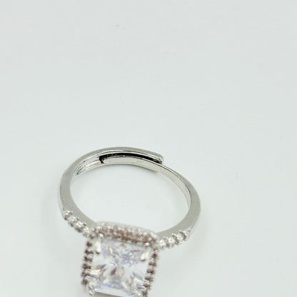 Diamond Ring 18k White Gold Plated