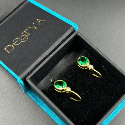 Green Diamond Earring - Silver Earring