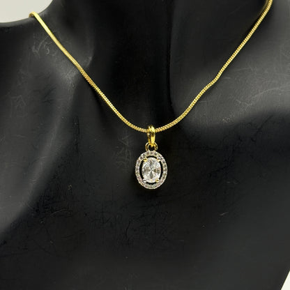 Pendant Set Oval Cut - 18k Gold Plated Solitaire Pendant with Earrings