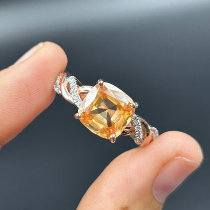 Orange Sapphire Ring - Pure Silver