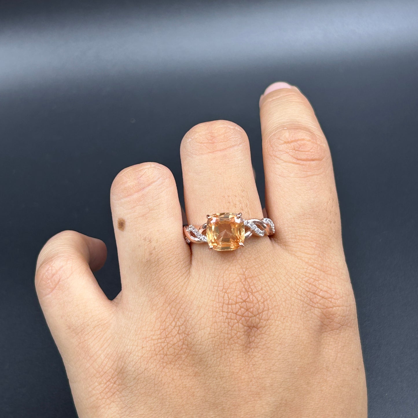 Orange Sapphire Ring - Pure Silver