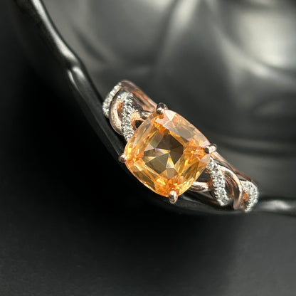 Orange Sapphire Ring - Pure Silver