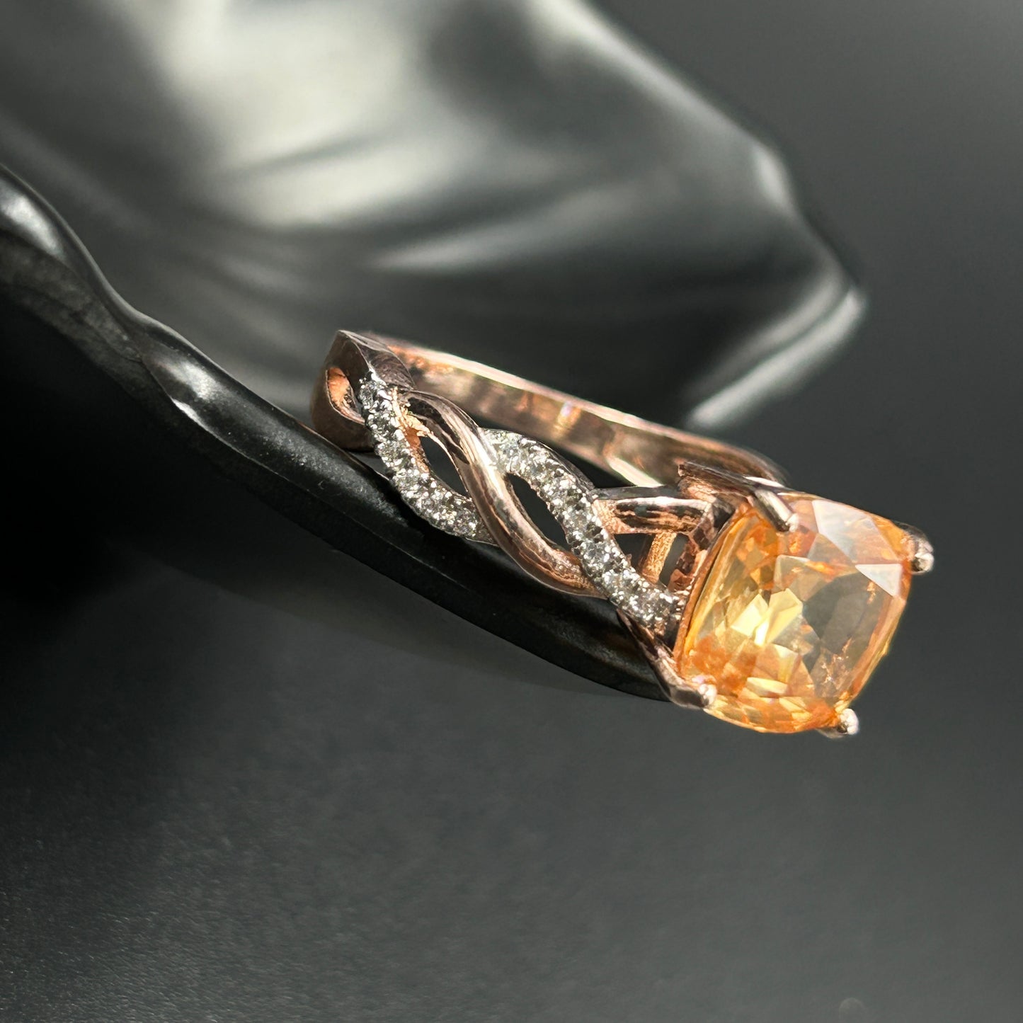 Orange Sapphire Ring - Pure Silver