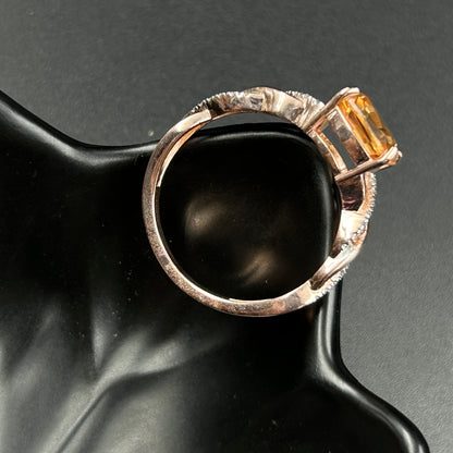 Orange Sapphire Ring - Pure Silver