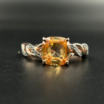 Orange Sapphire Ring - Pure Silver