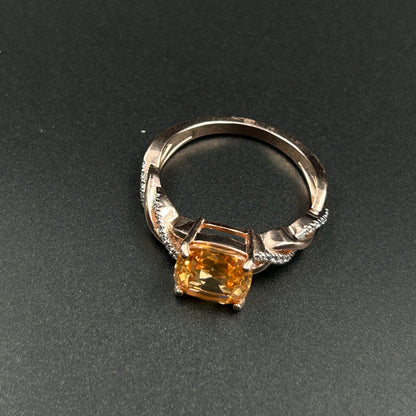 Orange Sapphire Ring - Pure Silver