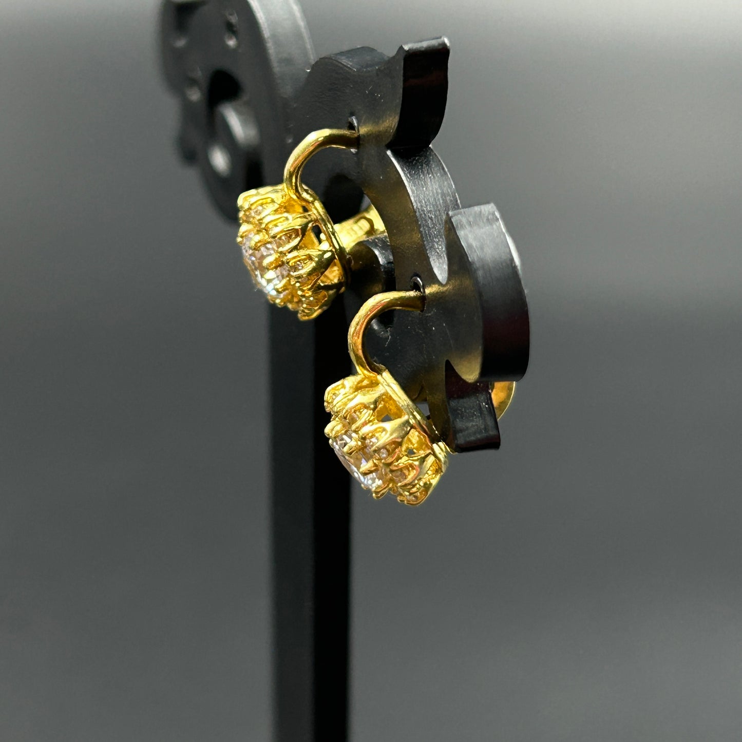 Yellow Gold Flower Earring - Pure Silver