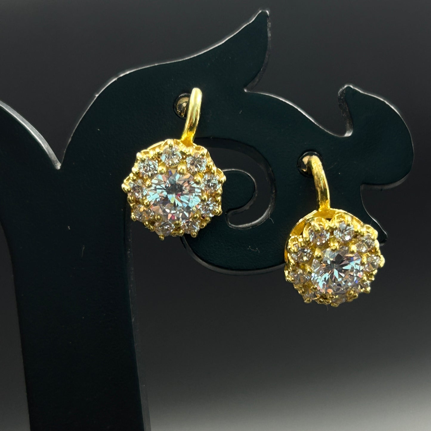 Yellow Gold Flower Earring - Pure Silver