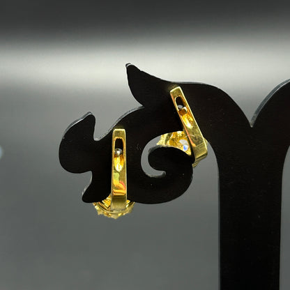 Yellow Gold Flower Earring - Pure Silver