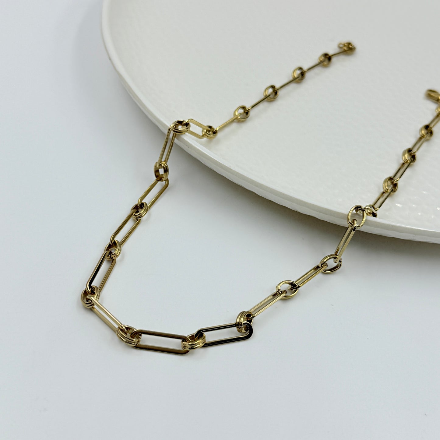 Yellow Gold Stainless steel Paperclip Chain for Women