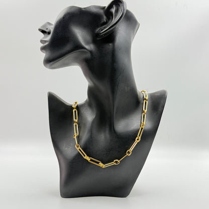 Yellow Gold Stainless steel Paperclip Chain for Women