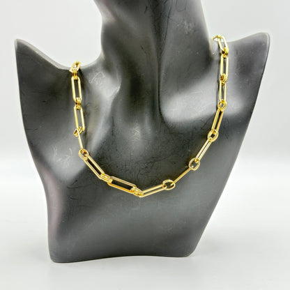 Yellow Gold Stainless steel Paperclip Chain for Women