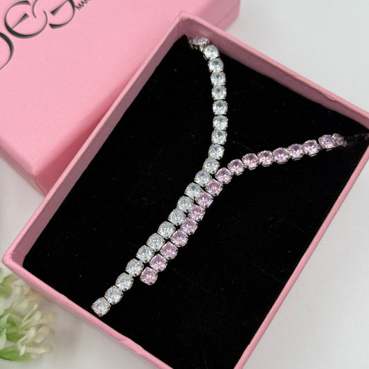 Pink Necklace - Women's Diamond Necklace Stainless Stell