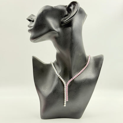 Pink Necklace - Women's Diamond Necklace Stainless Stell