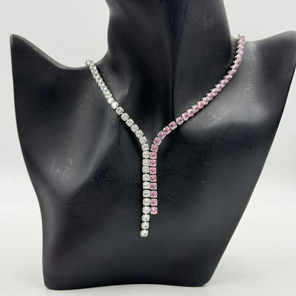 Pink Necklace - Women's Diamond Necklace Stainless Stell