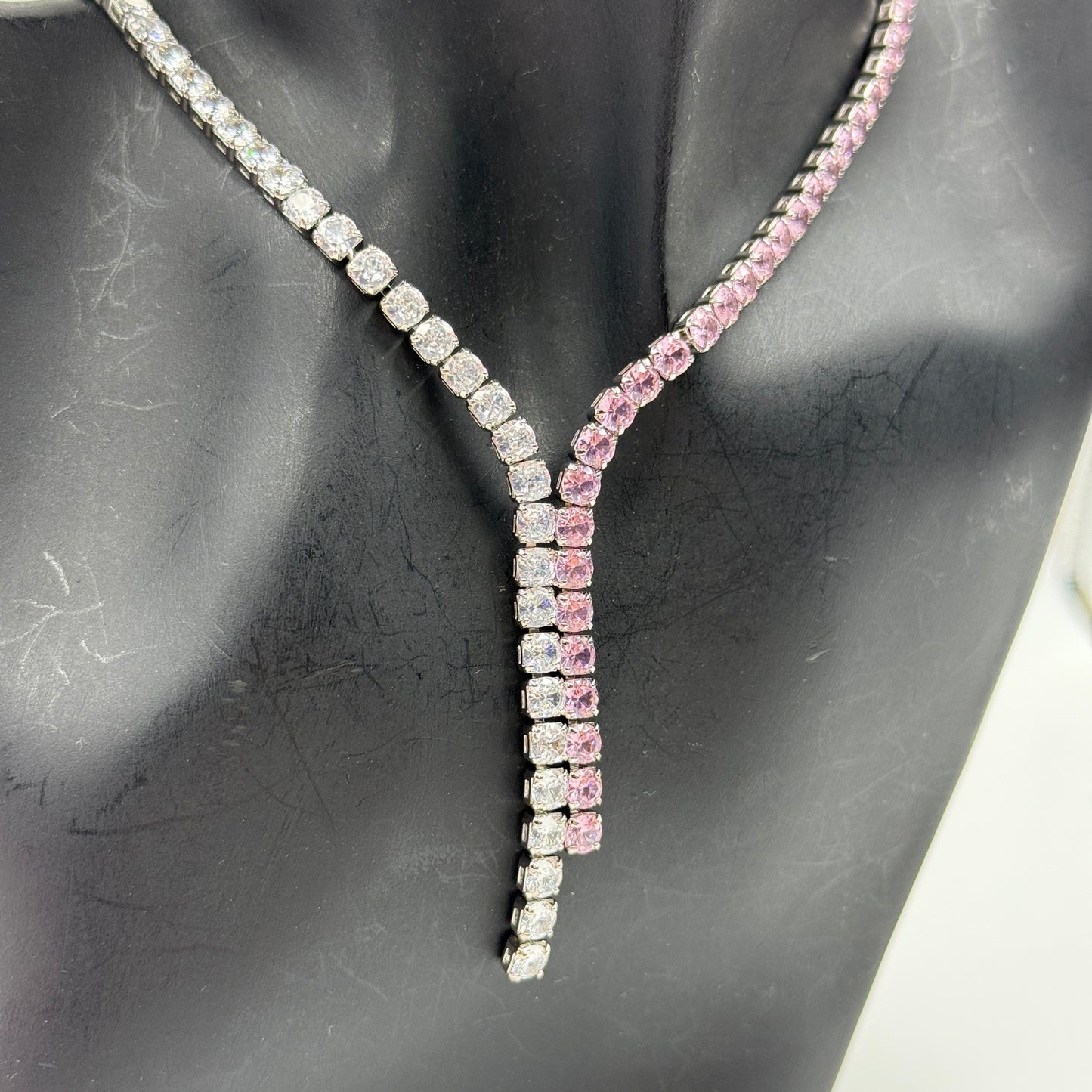 Pink Necklace - Women's Diamond Necklace Stainless Stell
